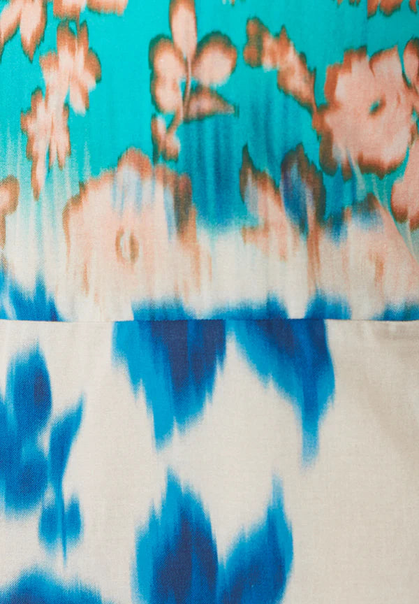 Organic Cotton Voile Summer Dress Blurry Flowers