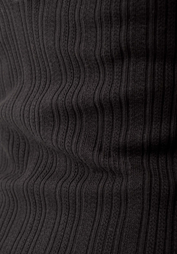 Jacquard Rib V-Neck Dress Black