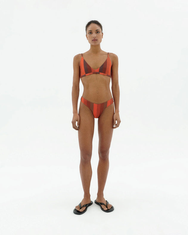 Sicilia Bikini Bottom Striped Firesand