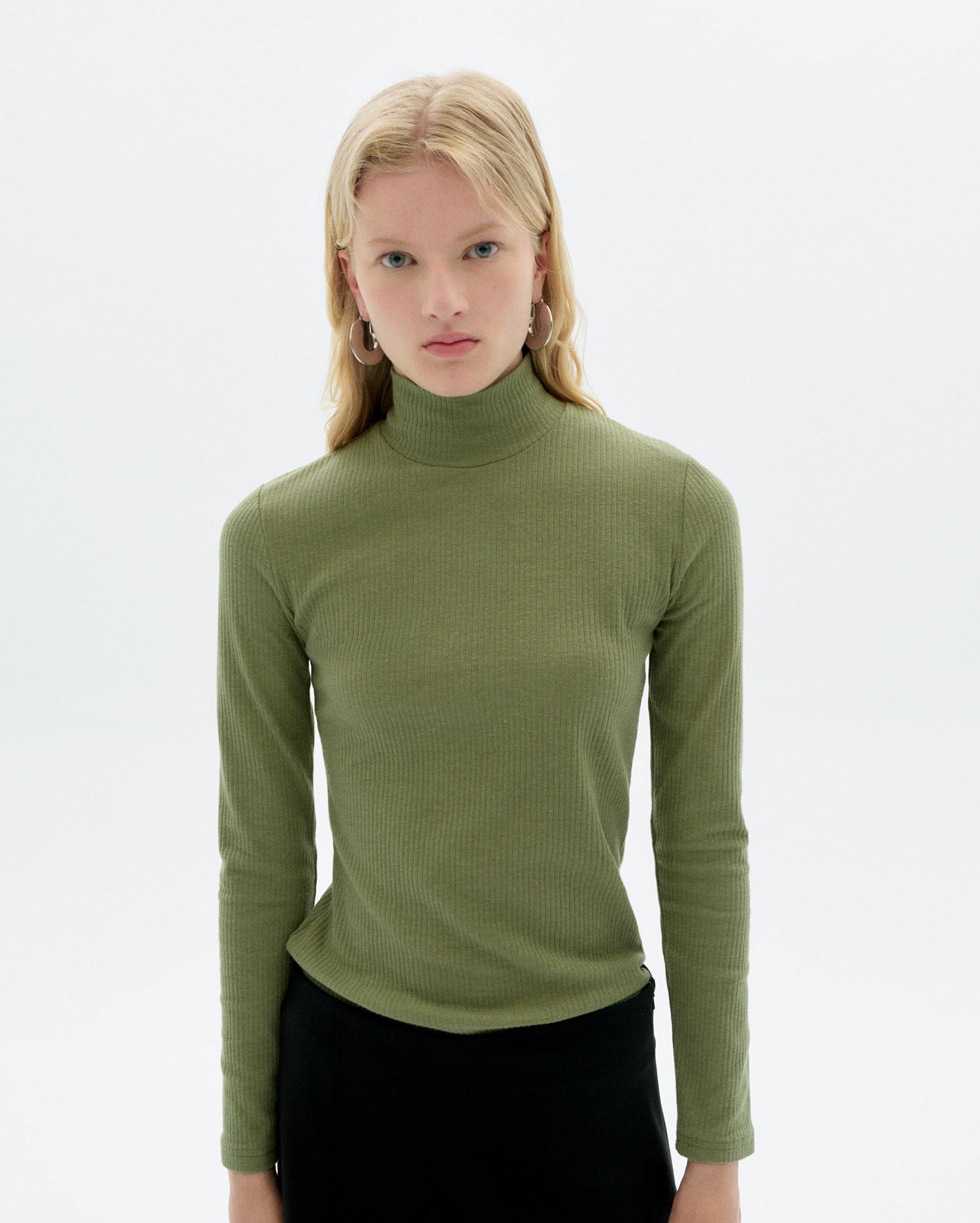 Aine Turtleneck Top Green Hemp