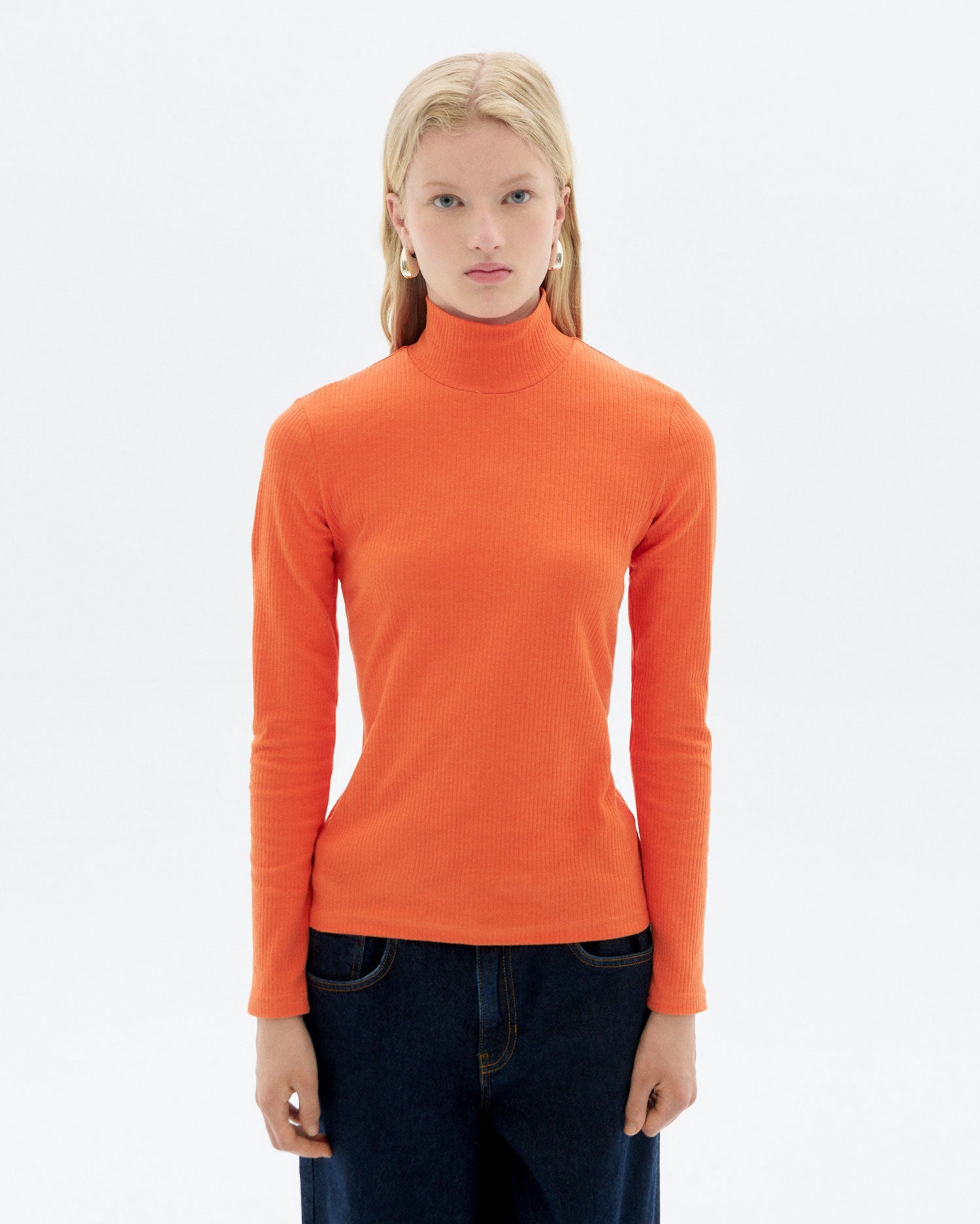 Aine Turtleneck Top Orange Hemp