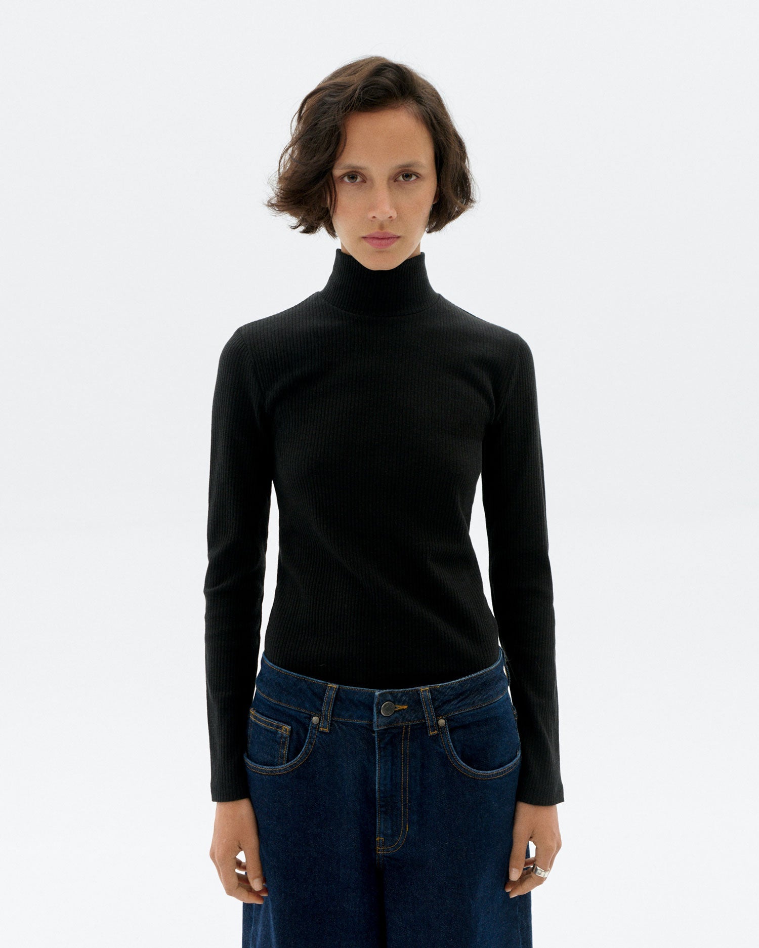 Aine Turtleneck Top Black Hemp