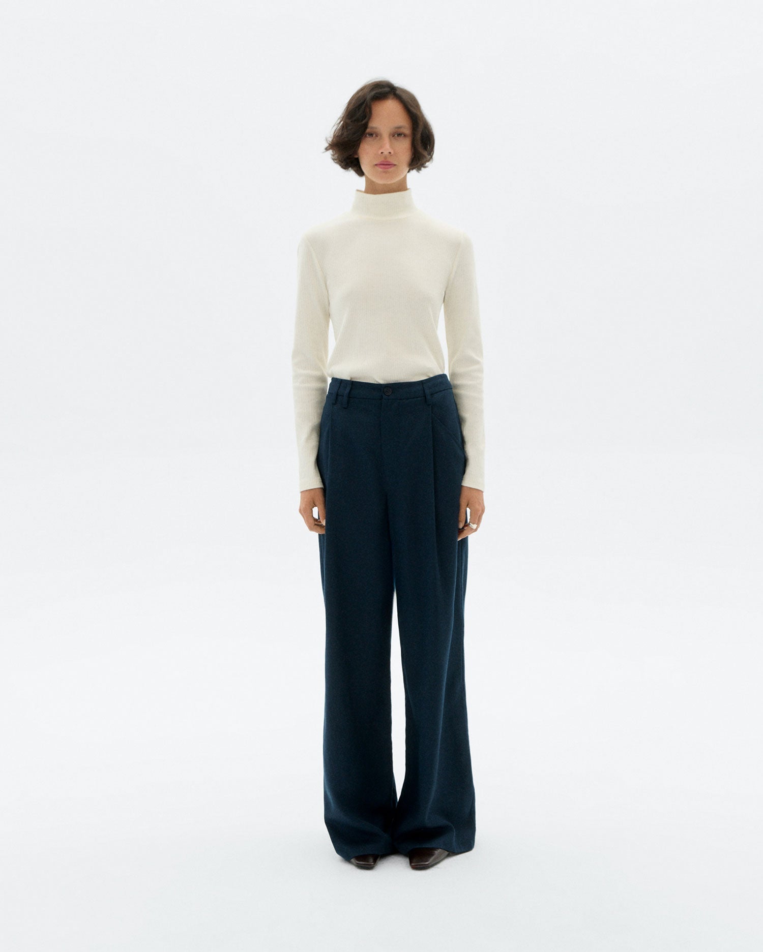 Aine Turtleneck Top White Hemp