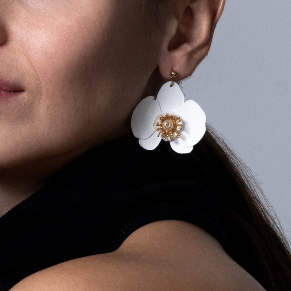 Butterfly Orchid Stud Earrings White