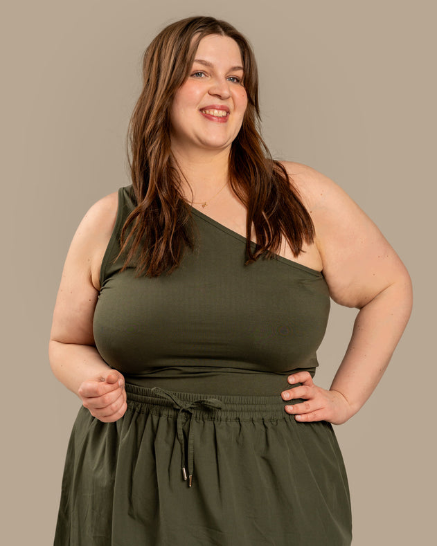 One-Shoulder Top Khaki