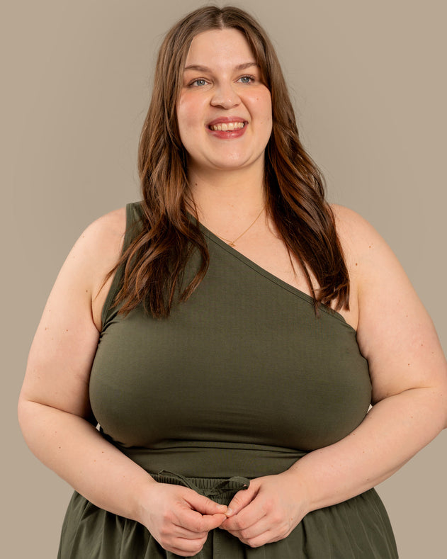 One-Shoulder Top Khaki