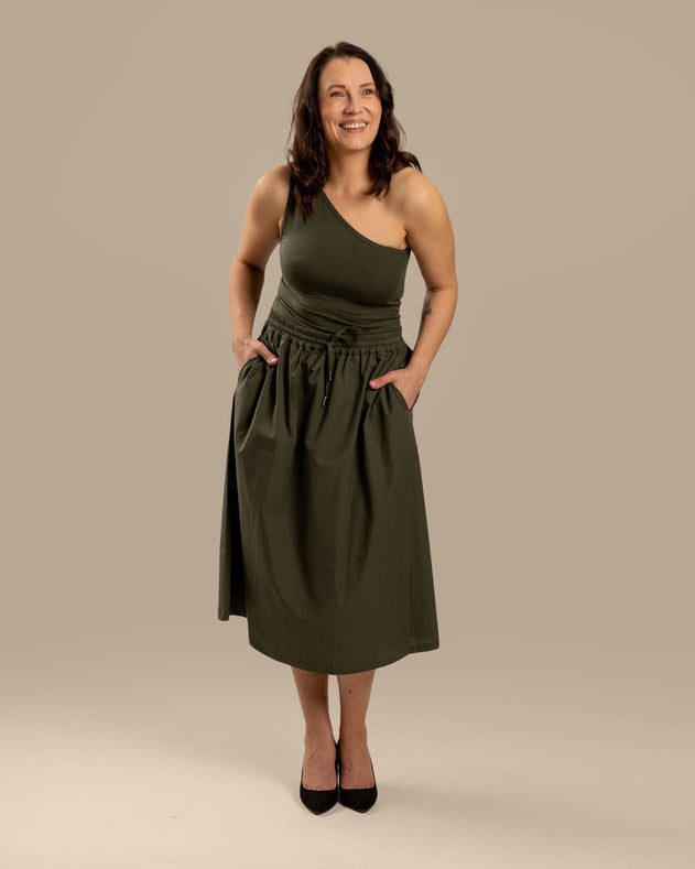 One-Shoulder Top Khaki