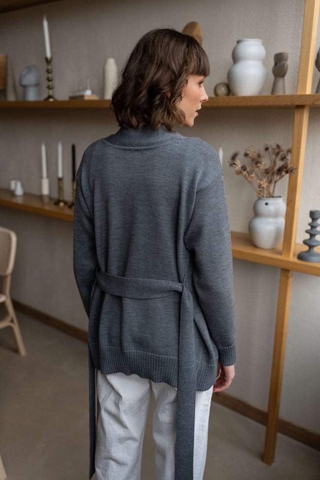 Merino Wool Cardigan With a Belt