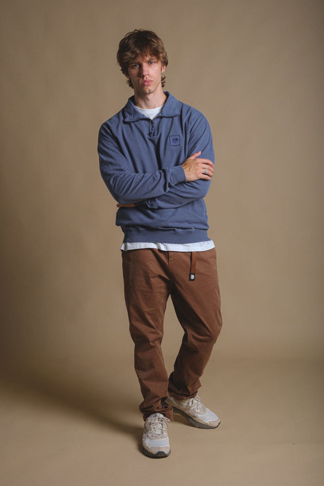 Men's Sauce Pigment Quarter Zip Sweater Faded Navy