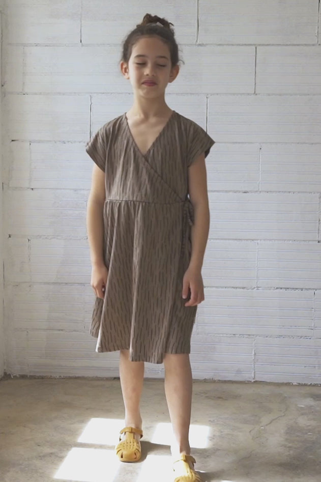 Kids' Hannia Wrap Dress Bark Brown