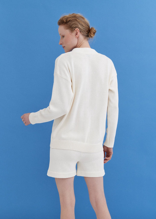 Knitted Cotton Cardigan and Shorts Set