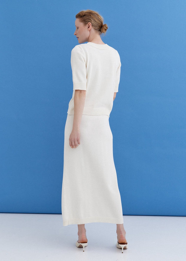 Knitted Cotton Top and Skirt Set