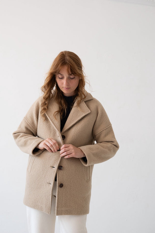 Tad Coat 100% Merino Wool in Magnolia Beige