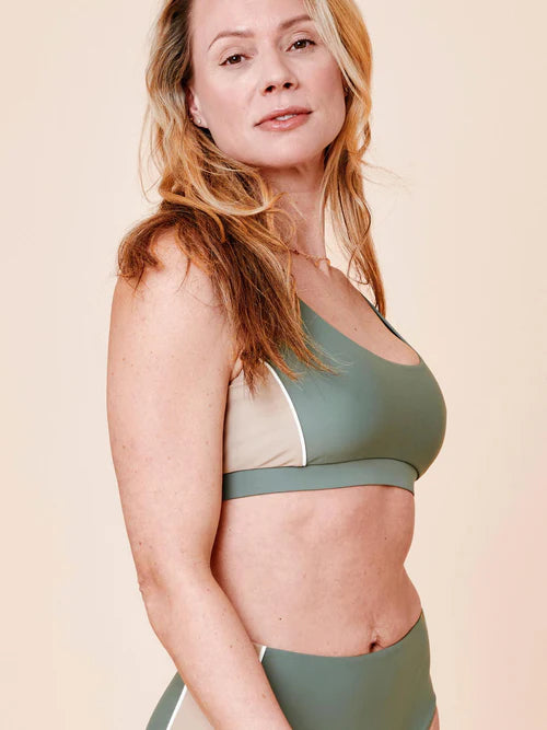 Agung Colorblock Sporty Bikini Top Army/Sand
