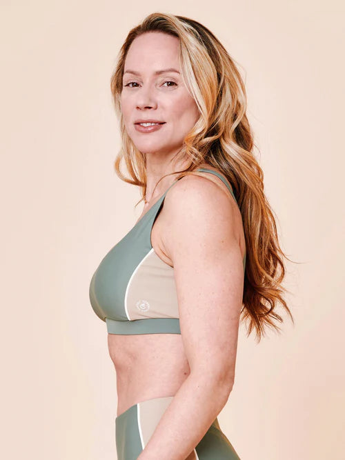 Agung Colorblock Sporty Bikini Top Army/Sand