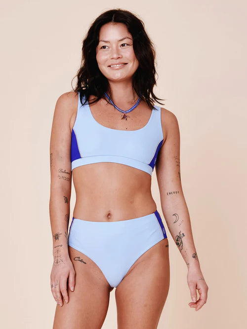 Agung Colorblock Sporty Bikini Top Clear/Cartel Blue