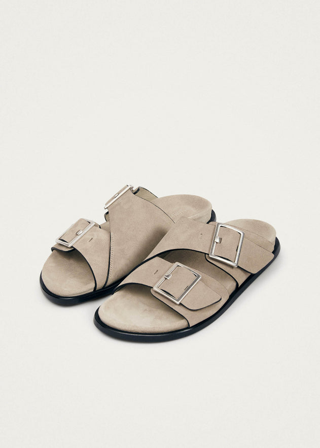 Alba Leather Sandals Suede Beige