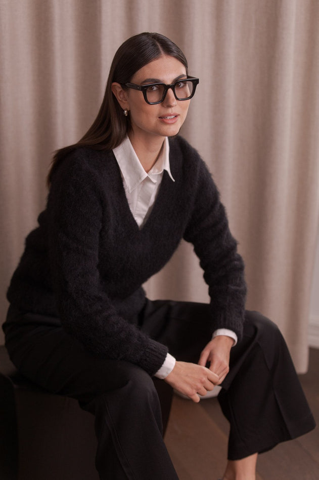 V-Neck Alpaca Blend Sweater Black