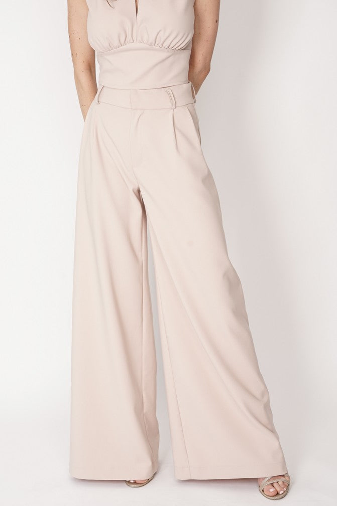 Coco Wide Leg Trousers Beige