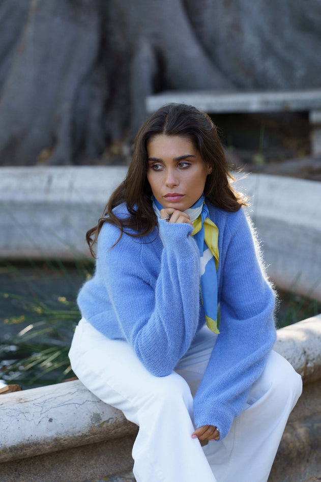 Elsie Mohair Cardigan Celestial Blue
