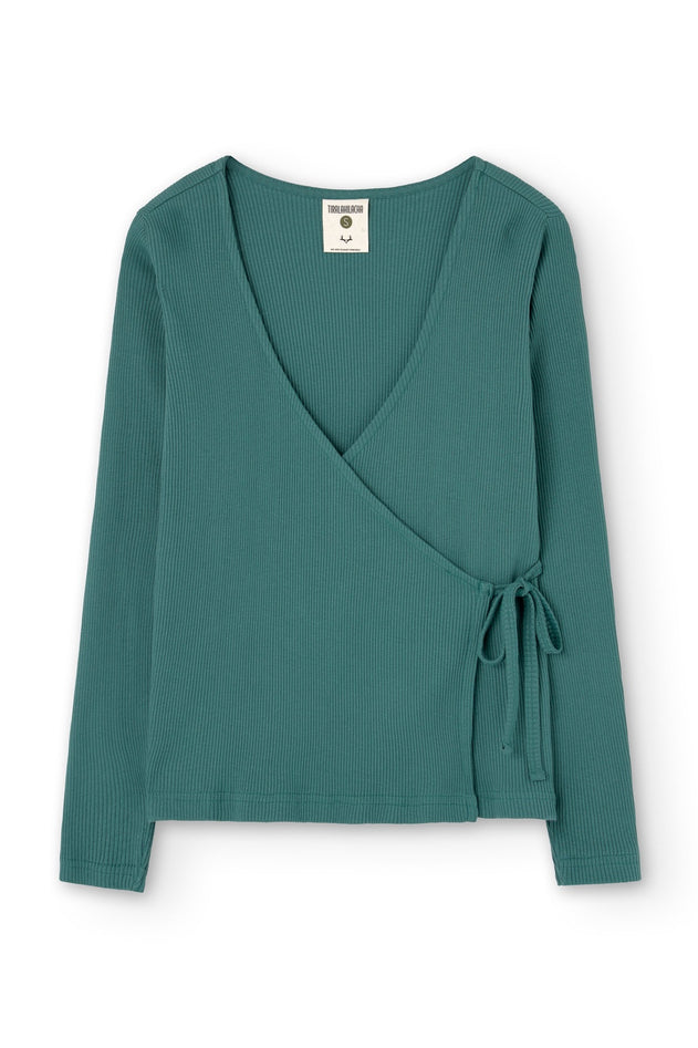 Gina Long Sleeved Crossover Top Sky Blue