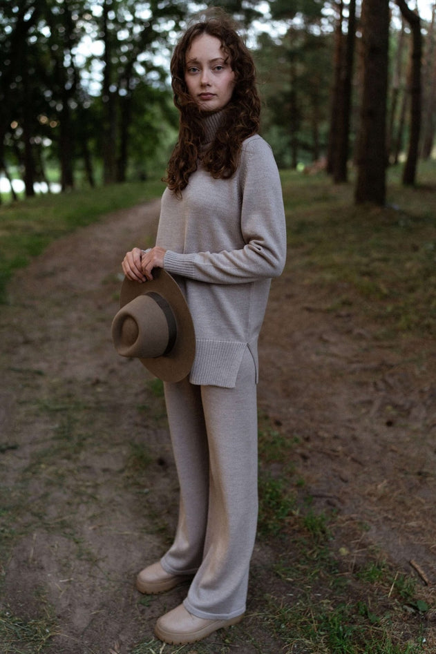 Knitted Merino Wool Pants & Sweater Set