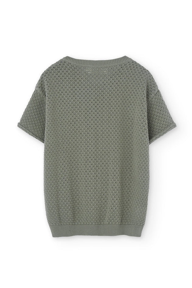 Hadara Short Sleeve Knitted Top Grayish Blue
