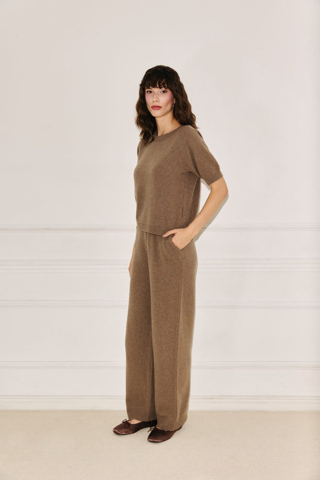 Amelié taupe short sleeve sweater