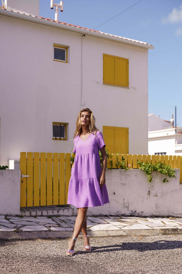 Linen Layered Dress Iris