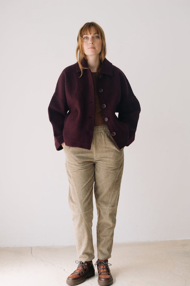 Merino Wool Short Coat in Purple
