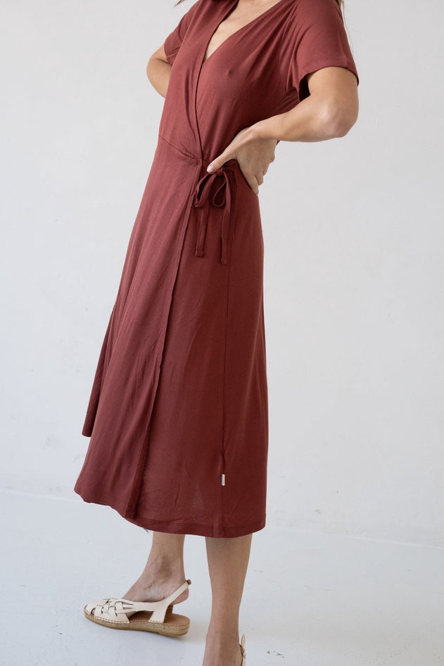 Helen TENCEL™ Wrap Dress in Red