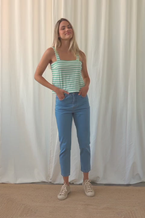 Torsa Top Mint Leaf Stripes