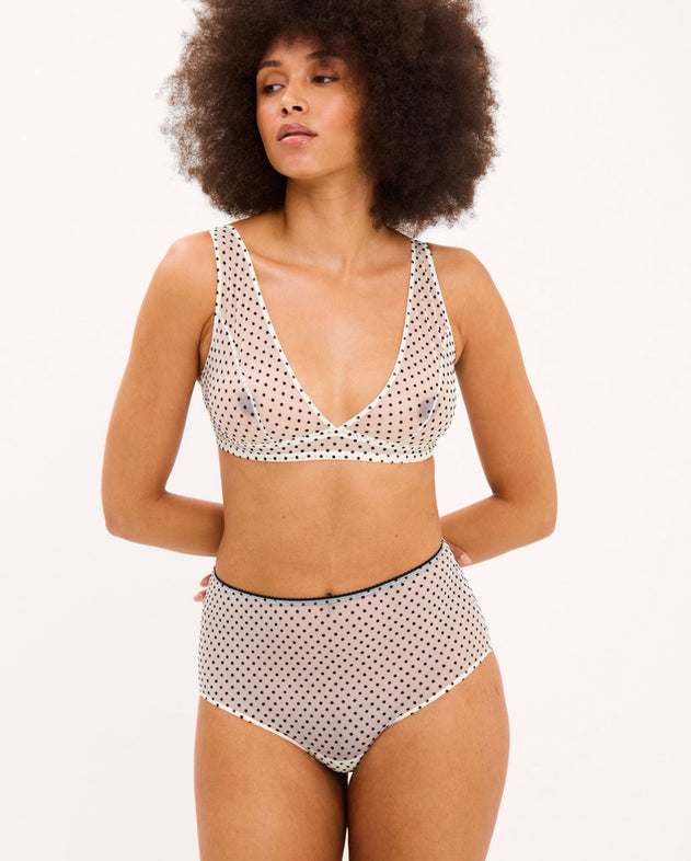 Mesh Highwaist Briefs Cream/Black