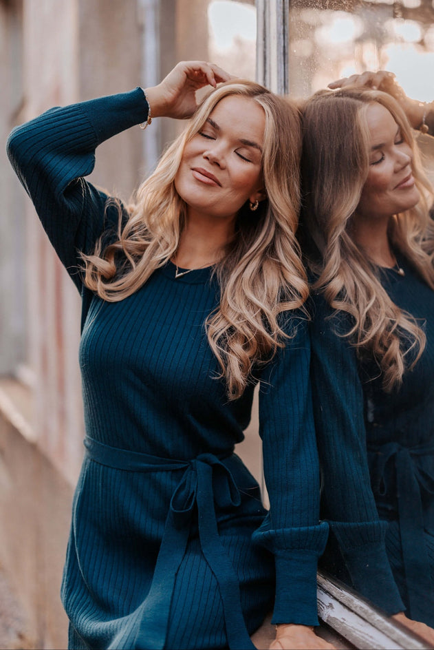 Leona Merino Dress Teal Blue