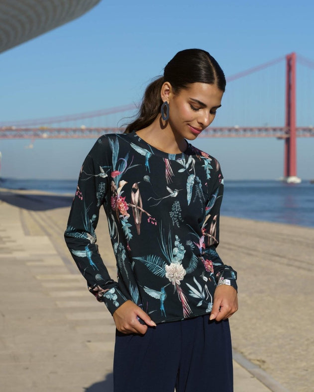 Casual Chic Print Shirt Bluebird - IVALO.COM