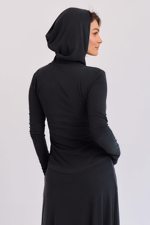 Luna Ribbed Longsleeve With Hood Steel