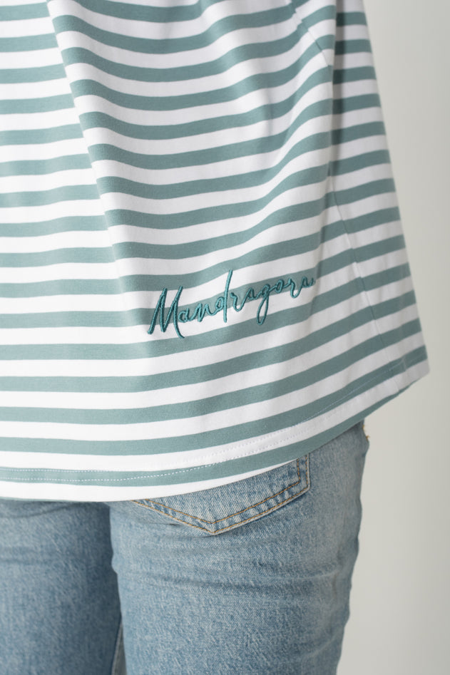Oversized Longsleeve T-Shirt Sage Striped