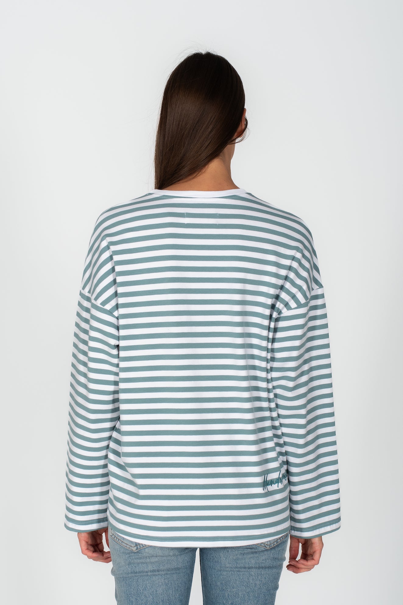 Oversized Longsleeve T-Shirt Sage Striped