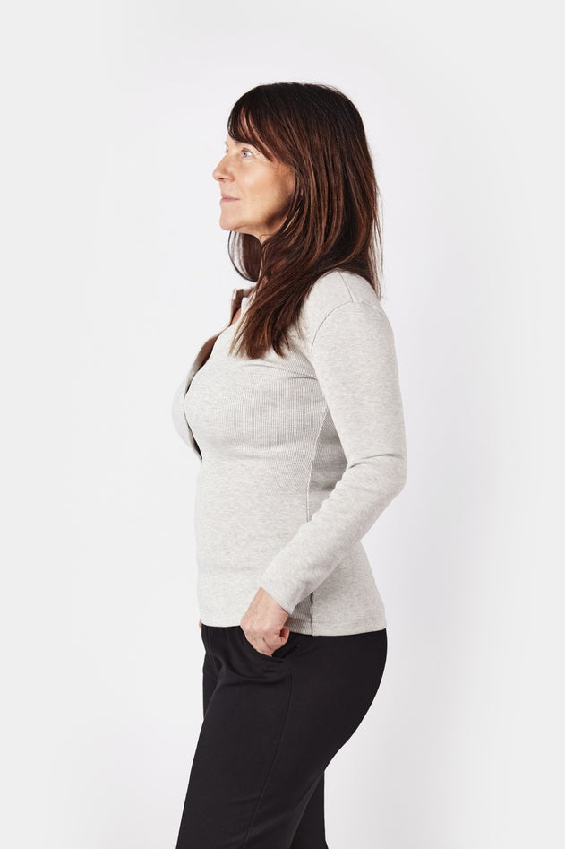Snappy Longsleeve Top Grey Melange
