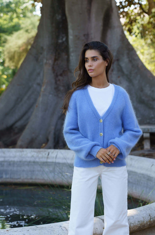Elsie Mohair Cardigan Celestial Blue