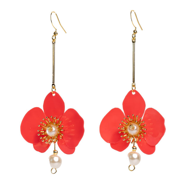 Butterfly Orchid Pearl Earrings White