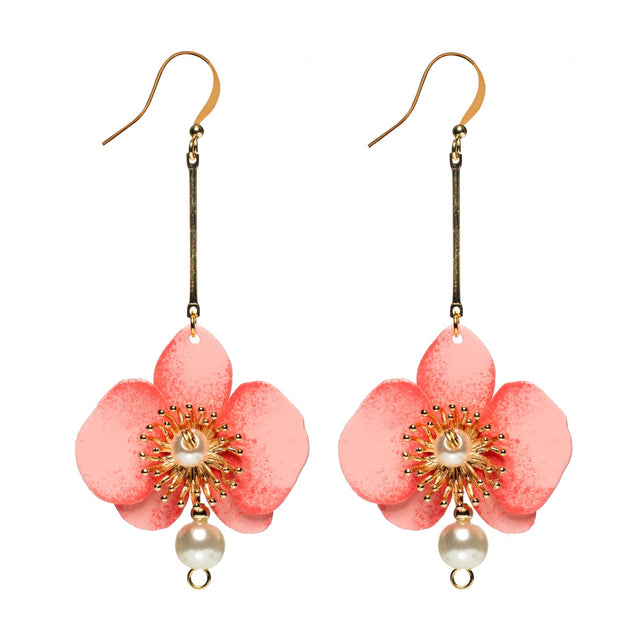 Butterfly Orchid Pearl Earrings Scarlet