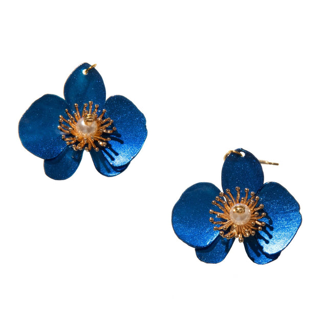 Small Butterfly Orchid Stud Earrings Papaya Orange