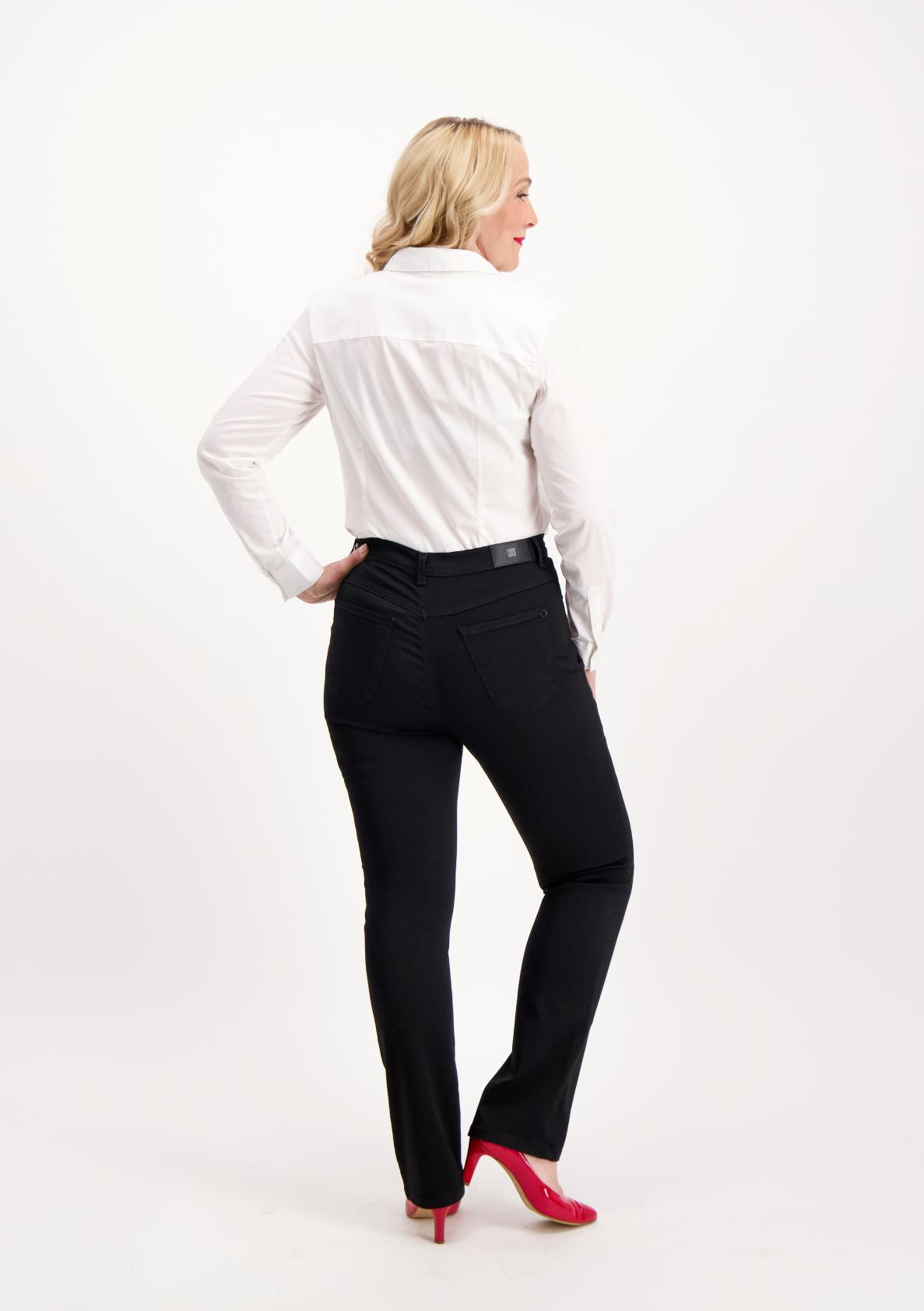 Caramel High Waist Super Stretch Satin Jeans Black