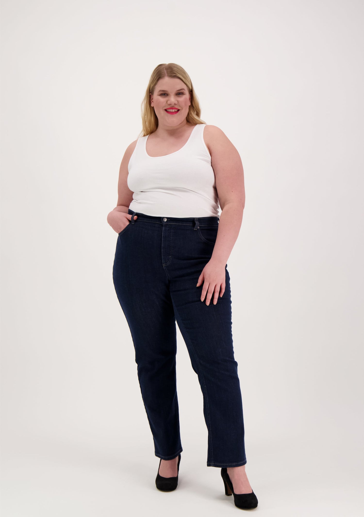 Caramel+ High Waist Jeans Dark Blue
