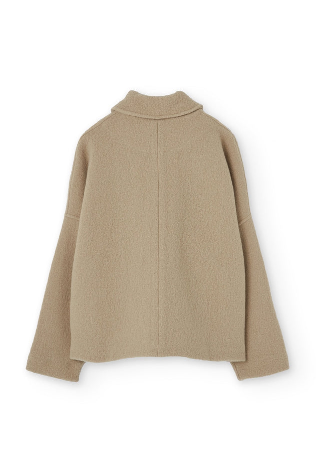 Merino Wool Short Coat in Beige