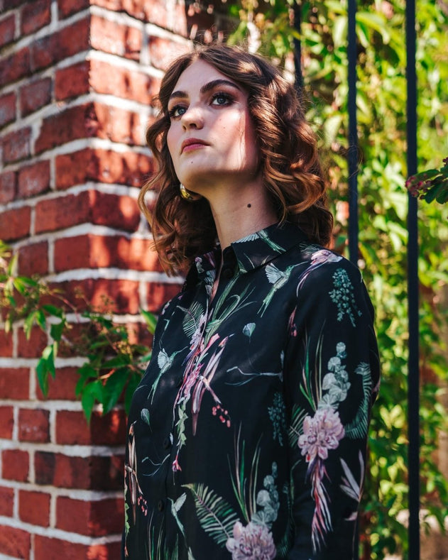 Chloe Button - up Shirt Mockingbird - IVALO.COM