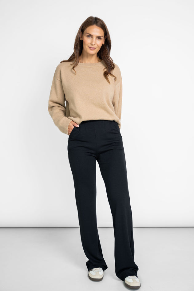 Wide Leg Jersey Pants Black