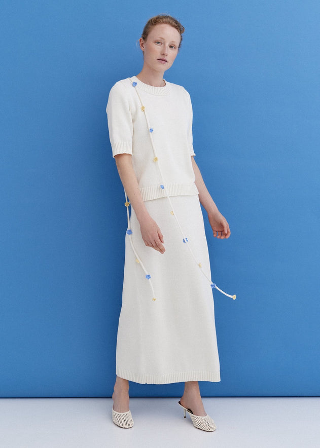Knitted Cotton Top and Skirt Set