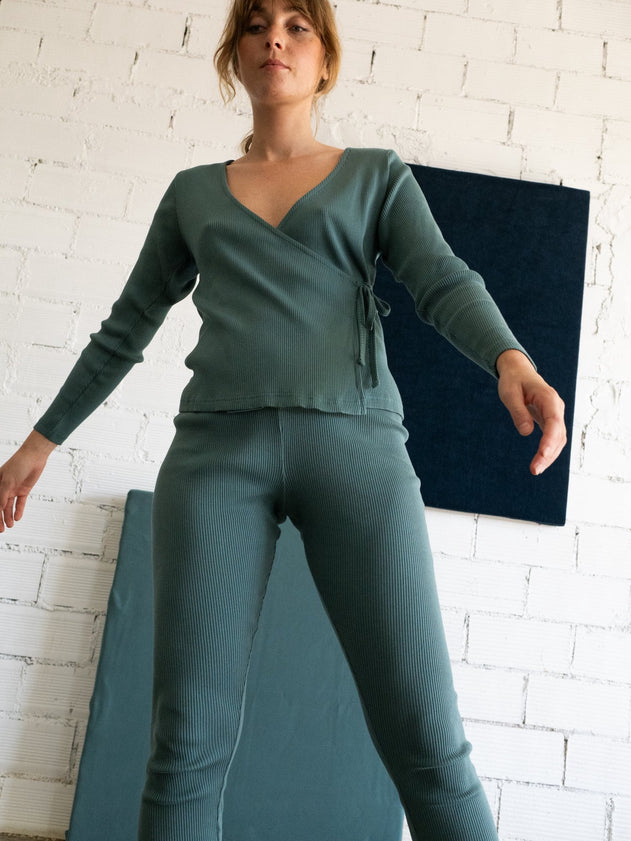 Gina Long Sleeved Crossover Top Sky Blue